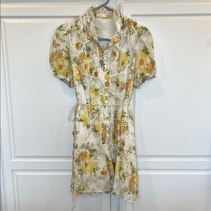 Cory Co Floral Mini Dress in Yellow and Green